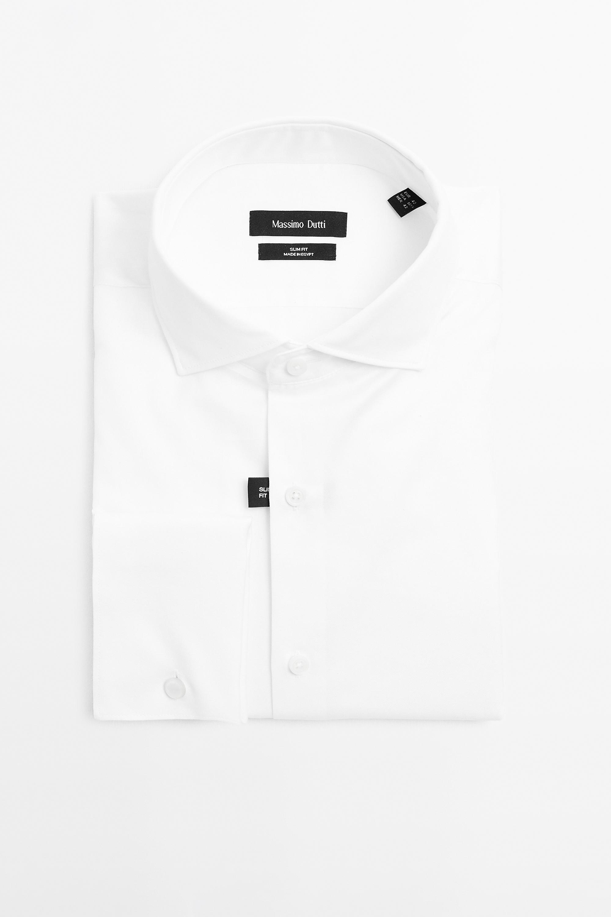 Slim fit cotton shirt with double cuffs